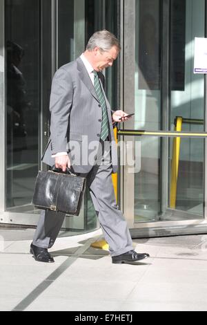 Nigel Farage at BBC House  Featuring: Nigel Farage Where: London, United Kingdom When: 16 Mar 2014 Stock Photo