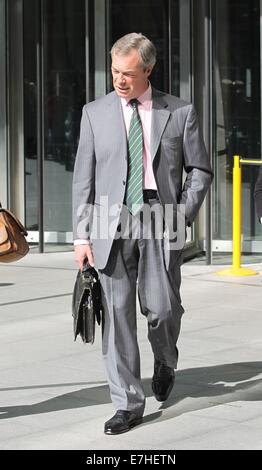 Nigel Farage at BBC House  Featuring: Nigel Farage Where: London, United Kingdom When: 16 Mar 2014 Stock Photo