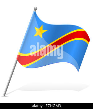 Democratic Republic of the Congo flag icon set. DR Congo pennant in ...