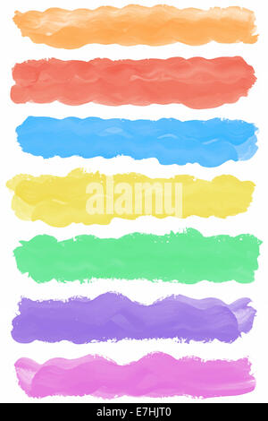 Set of colorful watercolor paint brush strokes with space for text. Stock Photo