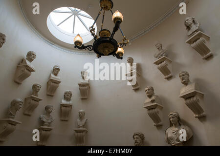 National Gallery of Scotland.  Plaster casts of sculptures at the museum in a stairway. Stock Photo