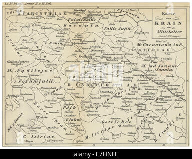 (1854) Karte von KRAIN im Mittelalter Stock Photo