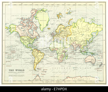(1899) MAP OF THE WORLD - comp. by Irvine Stock Photo