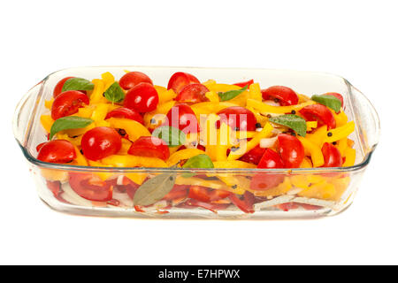 Different vegetables in the tray isolated on white background Stock Photo
