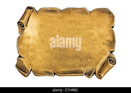 golden and antique blank plate isolated on white background Stock Photo