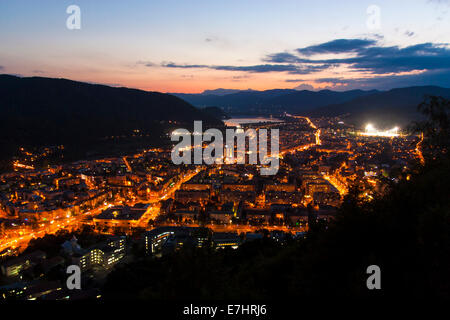 Lights in city, night scene in Piatra Neamt Stock Photo