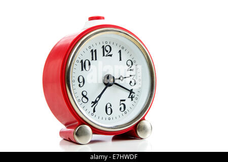 Red alarm clock isolated on white background Stock Photo