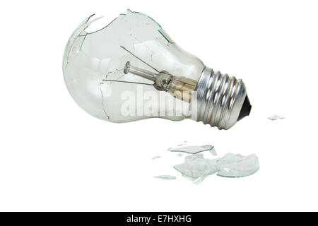 Broken light bulb isolated on white background Stock Photo