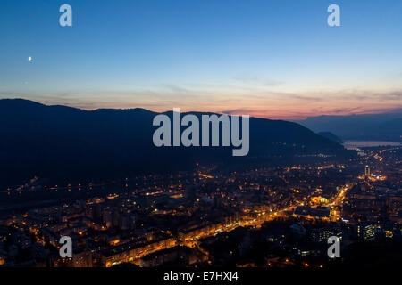 Lights in city, night scene in Piatra Neamt Stock Photo