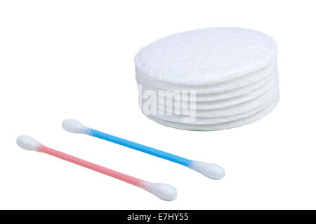 Cotton swabs and sticks isolated on white background Stock Photo