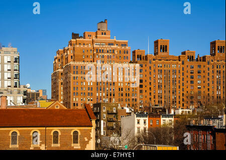 US, New York City. London Terrace. View from the High Line park. Stock Photo