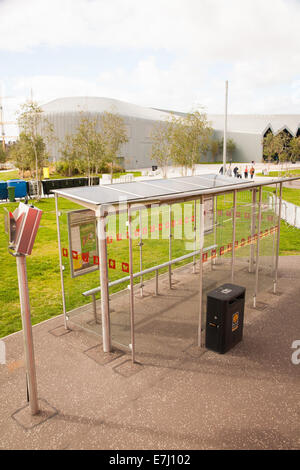 Bus Station in front of European Museam Stock Photo