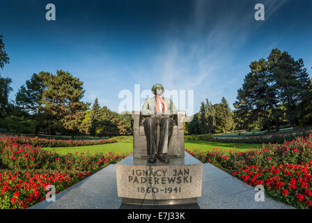 Ignacy Jan Paderewski Statue (Polish musician and stateman) in Ujazdowski Park, Warsaw, Poland Stock Photo