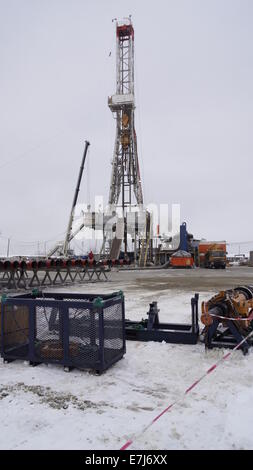 Oil rig in winter time. Stock Photo