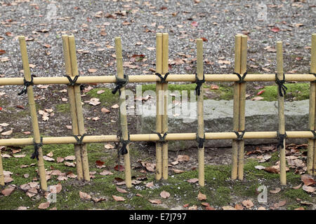 Bamboo fence in a Japanese garden Stock Photo