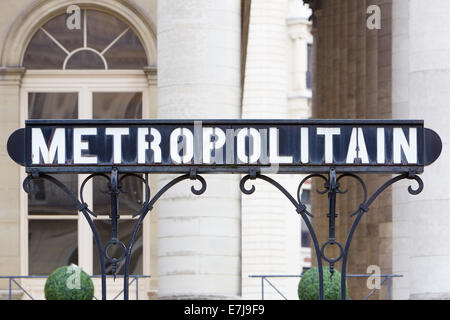 Paris subway, old metro sign Stock Photo