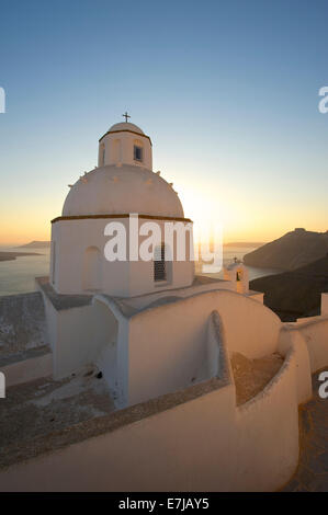 Agios Minas Church at sunset, Thira, Santorini, Cyclades, Greece Stock Photo
