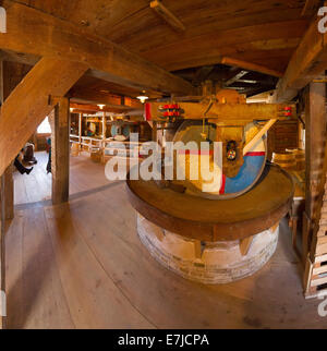 Holland, Europe, Koog aan de Zaan, Zaandam, Noord-Holland, Netherlands, interior, windmill, Millstones, open-air, museum, De Zaa Stock Photo