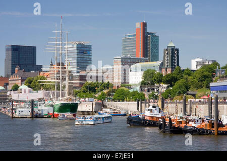 Architecture, outside, boat, boats, FRG, federal republic, German, Germany, European, water, harbour, port, Hamburg, Hanseatic t Stock Photo