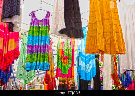 Hanged women dresses in local market Stock Photo