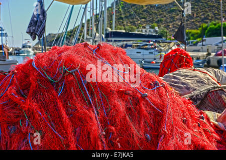 Fishing nets on shore Stock Photo