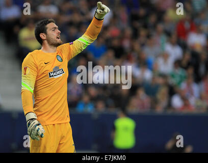 Salzburg, Austria. 18th Sep, 2014.Celtic's goalkeeper Craig Gordon gestures  during the Europa League soccer match between Red Bull Salzburg vs FC Celtic Glasgow in Salzburg, Austria, 18 September 2014. Credit:  dpa picture alliance/Alamy Live News Stock Photo