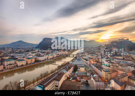 Panoramic view of Salzburg, Salzburger Land, Austria Stock Photo