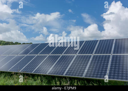 Sections of a PV / Photo-voltaic solar panel array. A 'renewable' form of power useful in the climate change energy mix. Stock Photo