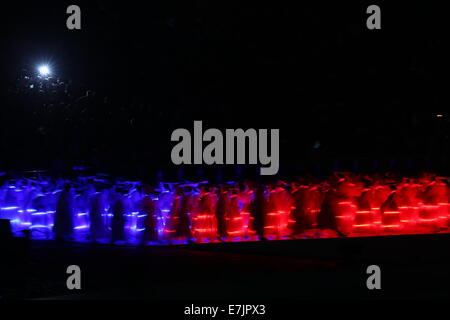 Incheon, South Korea. 19th Sep, 2014. Actors perform during the opening ceremony of the 17th Asian Games in Incheon, South Korea, Sept. 19, 2014. Credit:  Fei Maohua/Xinhua/Alamy Live News