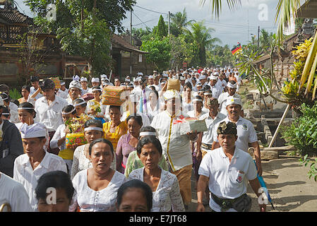 Religious procession Pejaten Bali Indonesia Stock Photo