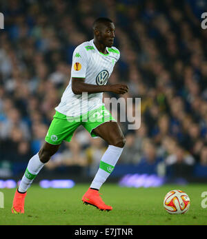 Liverpool, UK. 18th Sep, 2014. Wolfsburg's Josuha Guilavogui in action during the UEFA Europa League group H soccer match between Everton FC and VfL Wolfsburg at the Goodison Park, Liverpool, Britain, 18 September 2014. © dpa picture alliance/Alamy Live News Stock Photo
