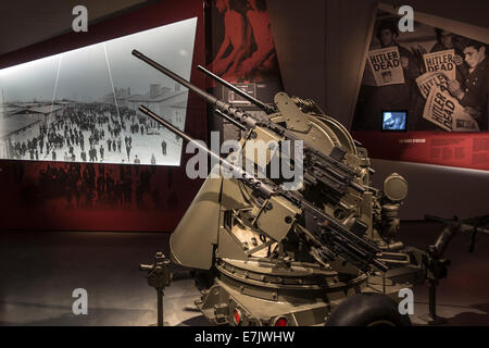 American M45 Quadmount Anti-Aircraft Gun in the Bastogne War Museum about World War Two in the Belgian Ardennes, Belgium Stock Photo