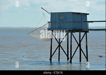 Old shrimping hut (Carrelet) on the Gironde estuary,Charente Maritime,Poitou Charentes,France Stock Photo