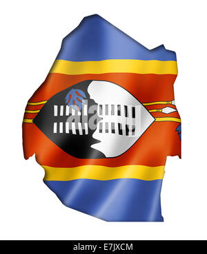 Swaziland flag map, three dimensional render, isolated on white Stock Photo