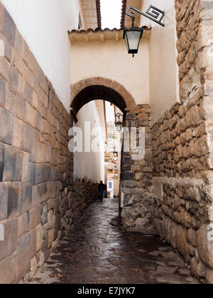 Stone walls in a narrow street - Cusco, Peru Stock Photo