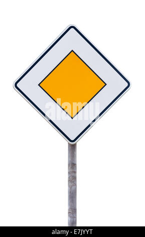 European priority road sign against white background Stock Photo