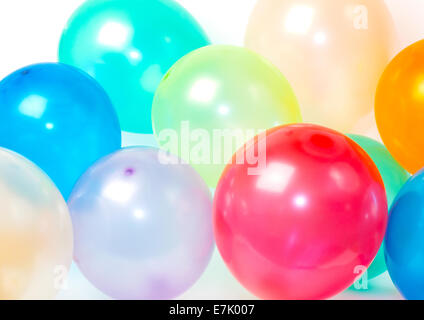 Close up of balloons in various bright colors Stock Photo