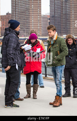 Chord Overstreet and Amber Riley on the set of 'Glee' in Brooklyn  Featuring: Chrod Overstreet Where: New York City, New York, United States When: 17 Mar 2014 Stock Photo