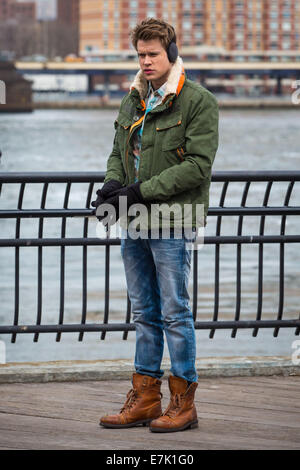 Chord Overstreet and Amber Riley on the set of 'Glee' in Brooklyn  Featuring: Chrod Overstreet Where: New York City, New York, United States When: 17 Mar 2014 Stock Photo