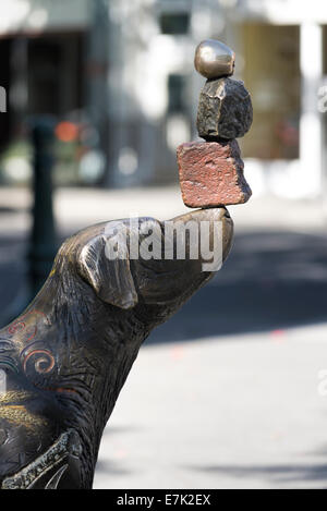 'Thoughts Discovered,' a sculpture by Brad Rude, in downtown Walla Walla, Washington. Stock Photo