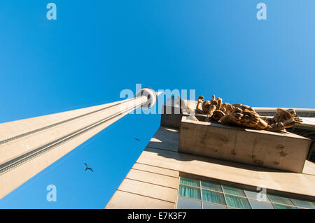 CN tower and Rogers Centre downtown Toronto Stock Photo