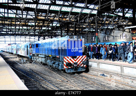 train arriving in Estacion Constitution Buenos Aires Argentina Stock Photo