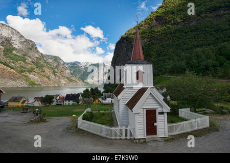 the smallest stave church in Europe in Undredal, Norway Stock Photo