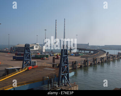 A vista of Dublin port looking East from Don Laoghaire ferry terminal in Ireland. Stock Photo