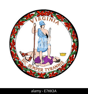 The state seal of the USA state of Virginia over a white background Stock Photo