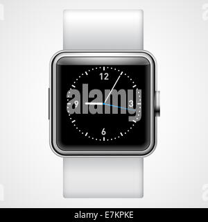 Smart  analog wrist watch with black square  screen on the white background Stock Photo