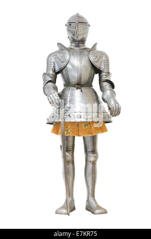 Medieval knight armour over white isolated background Stock Photo