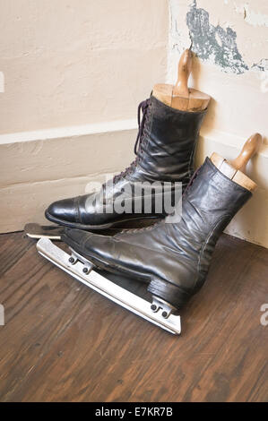 Pair of old fashioned ice skates Stock Photo