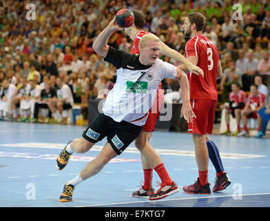 Goeppingen, Germany. 20th Sep, 2014. Germany's Patrick Wiencek in action during the Handball match between Germany and Switzerland in Goeppingen, Germany, 20 September 2014. Photo: DANEIL MAURER/dpa/Alamy Live News Stock Photo