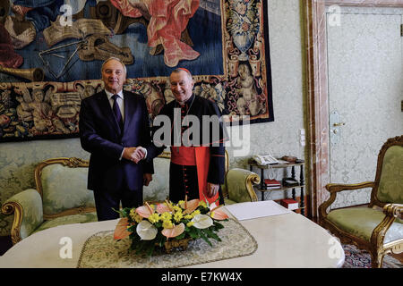 Vatican City 20th September 2014 Audience of Pope Francis to the President of the Republic of Latvia, Andris Berzins - in this image the president with Pietro Parolin Credit:  Realy Easy Star/Alamy Live News Stock Photo